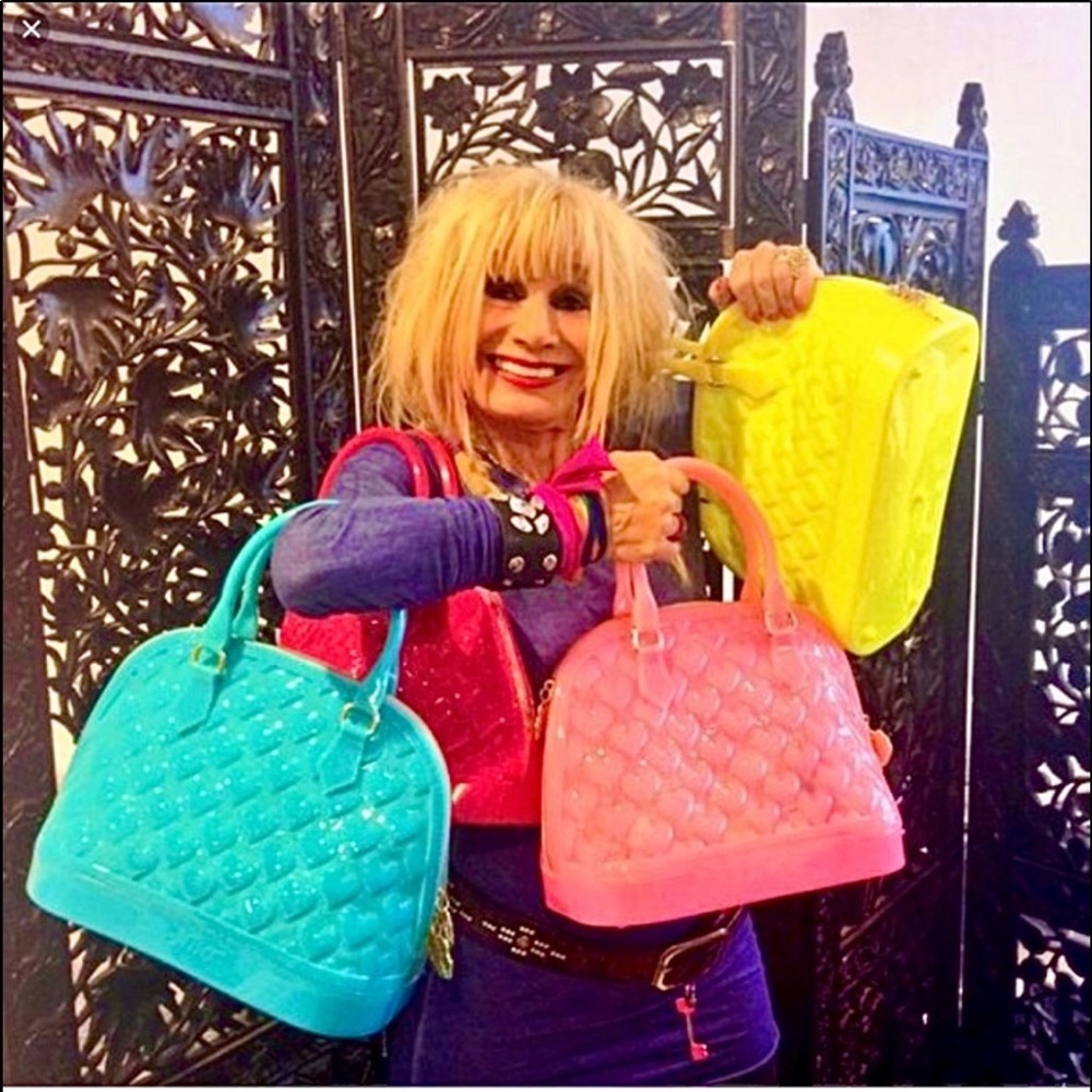 Betsey Johnson pink  puffy  3D hearts pvc bag